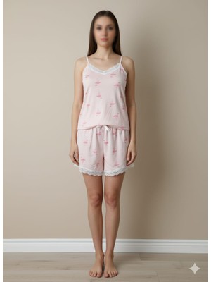 Dantel Detaylı Yazlık Ekose Şortlu Pijama Takımı