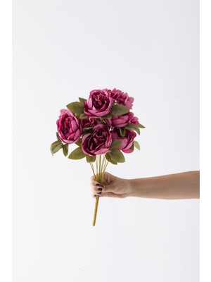 Güleç Yapay Çiçek Yapay Ortancalı Şakayık Demeti Pembe 45 cm 11 Dal