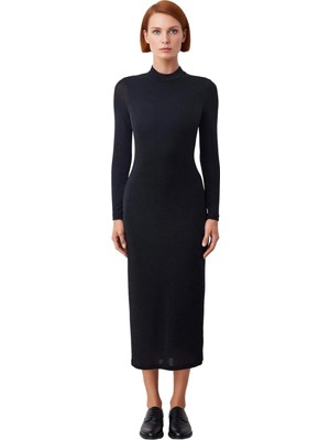 Ersefa Kadın Uzun Kollu Bodycon Maxi Elbise Dik Yakasıyla Zarafet Sunar Mezuniyet Balo Için Ideal Örme