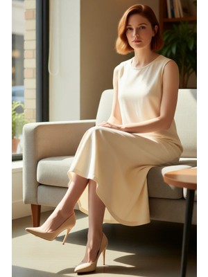 FRM Kadın Kolsuz Düz Shift Kalıp Maxi Boy Elbise %100 Pamuk Günlük Giyime Uygun Şık ve Rahat Kaliteli