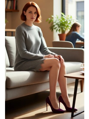 FRM Kadın Konforlu Selanik Örgü Mini Triko Elbise Shift Kalıp Akıtma Detaylı Reglan Kol Bisiklet Yaka