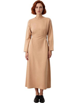 Ersefa Kadın Interlok Örme Uzun Kollu Maxi Boy Elbise Rahatlığı ve Modern Şıklığı Birleştirir Kaliteli