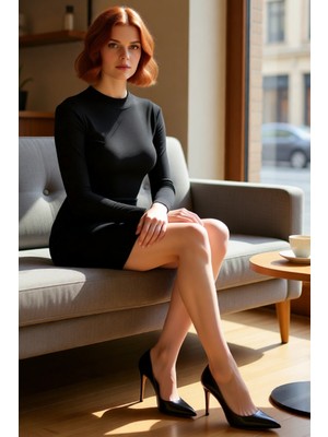 FRM Kadın Bodycon Örme Mini Elbise Uzun Kollu Fitilli Yapısıyla Bisiklet Yakalı Casual Şıklık Kaliteli