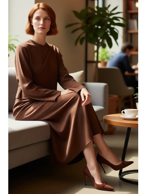 FRM Kadın Casual A Kesim Maxi Tesettür Elbise Interlok Örme Kumaş Yapısı Sayesinde Çok Rahat Bir Seçim