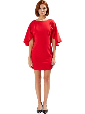 Ersefa Kadınlar Için Bodycon Kesim Kısa Elbise Bisiklet Yaka Düz Desen Şık Kokteyl Sonbahar Davetleri