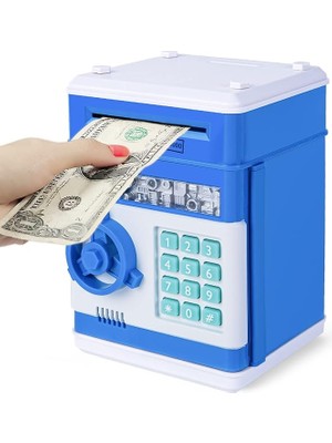 Elektronik Kumbara Para Kasası Parola Para Kasası 3 4 5 6+, Mini Atm Bankası Güvenli Para Nakit Bankaları Para Tasarrufu Kutusu, Doğum Günü Şükran Günü Için Harika Erkek Kız Hediyesi (Mavi)