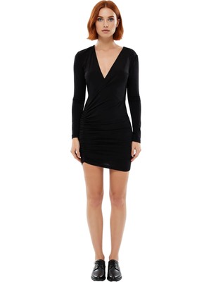 Ersefa Kadın Bodycon Uzun Kollu Mini Abiye Elbise Kruvaze Yaka Şık Gece Elbiseleri Için Mükemmel Kaliteli