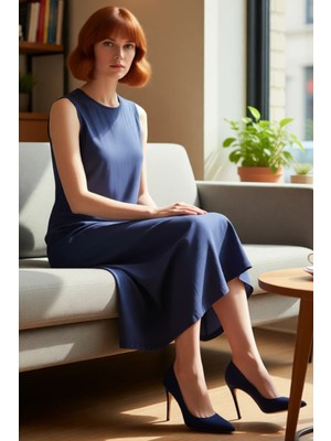 FRM Kadın Kolsuz Düz Shift Kalıp Maxi Boy Elbise %100 Pamuk Günlük Giyime Uygun Şık ve Rahat Kaliteli