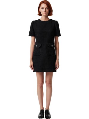 Ersefa Kadın A Kesim %100 Pamuk Dokuma Mini Elbise Bisiklet Yaka Günlük ve Şık Kombinler Için Kaliteli