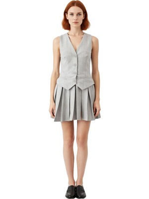 Ersefa Zarif Kadın Skater Dokuma Mini Elbise Kolsuz V Yaka Çizgili Deseniyle Günlük Şıklık Sunar Kaliteli