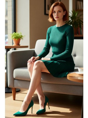 FRM Kadın Triko Mini Elbise Bordo Renginde A Kesim Uzun Kollu Iç Göstermeyen Kış Zarafeti Sunar