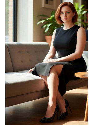 FRM Kadın Kolsuz Bodycon Siyah Midi Elbise Örme Kumaş Yırtmaç Detaylı Bisiklet Yaka Büyük Beden