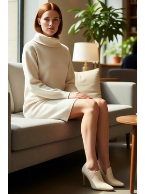 FRM Kadın Casual Ortamlar Için Düşük Kollu Balıkçı Yaka Triko Mini Kazak Elbise Konforlu Sonbahar Kış