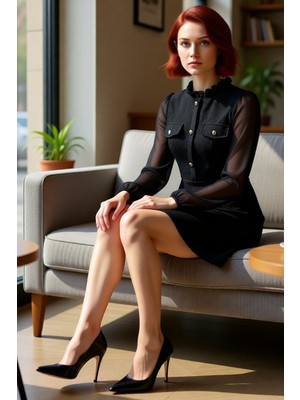 FRM Kadın Ekru Skater Kısa Elbise Dik Yaka Balon Kol Dokuma Tüvit Detaylı Kışlık Şık Kombin Kaliteli