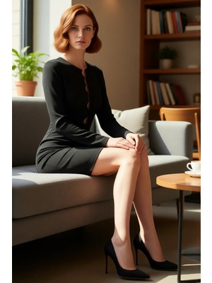 FRM Kadın Uzun Kollu Bodycon Mini Elbise Aksesuar Detaylarıyla Özel Davetlerin Gözdesi Kış Için