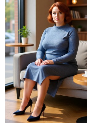 FRM Kadın Rahat Kaşkorse Dokulu Uzun Kollu Midi Elbise Bodycon Kesim Dik Yaka Kış Modası Kaliteli