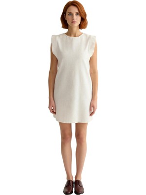 Ersefa Kadın Tüvit Dokuma Bisiklet Yaka Kolsuz A Kesim Kısa Elbise Ilkbahar Sonbahar Şıklığı Kaliteli