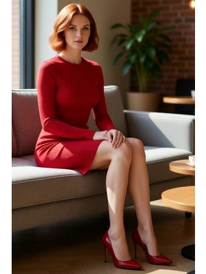 FRM Kadın Bisiklet Yaka Uzun Kollu Ince Triko Mini Elbise Bodycon Kesim Gündüz Gece Şıklığı Kaliteli