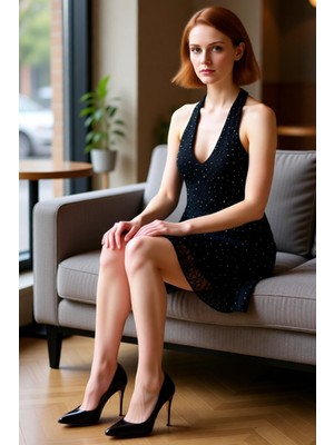 FRM Kadın Astarlı Kolsuz Skater Mini Elbise Dantel Kumaş Taş Detaylı Boyundan Bağlamalı Zarif Gece