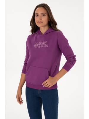 U.S. Polo Assn. Kadın Menekşe Şardonlu Kapüşonlu Basic Sweatshirt 50313566-VR037