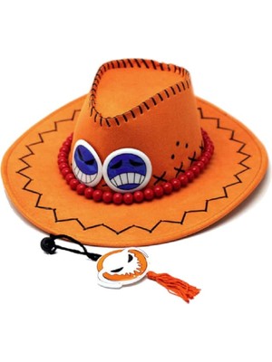 Portgas D Ace Kovboy Şapkası Kostüm Şapkalar Beyaz Weard Korsanlar Alayı Ace Cosplay Moda, Kahverengi, M