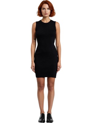 Ersefa Kadın Casual Triko Bisiklet Yaka Bodycon Mini Elbise ve Bolero Takımı Ince Kumaş Konforu Kaliteli