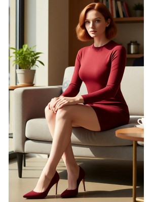 FRM Kadın Bodycon Örme Mini Elbise Uzun Kollu Fitilli Yapısıyla Bisiklet Yakalı Casual Şıklık Kaliteli