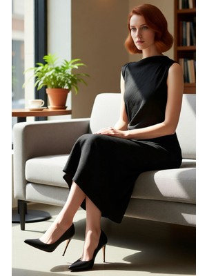 FRM Kadın Midi Boy Astarlı Aerobin Dokuma Elbise Modern Shift Kesim Şıklığı Ile Gününüze Eşlik Eder