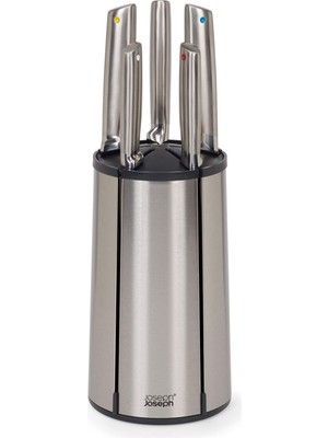 Joseph Elevate - Çelik Bıçak Atlıkarınca 5 Parçalı Set, Döner Paslanmaz Çelik Bıçak Bloğu, Japon Paslanmaz Çelik Bıçaklar, Parmak Izine Dayanıklı Kaplama ve Kaymaz Taban, Mutfak Aksesuarları