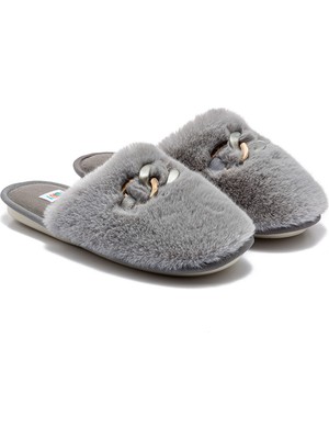 Twigy Perla Peluş Kadın Ev Terliği Gri 37/41