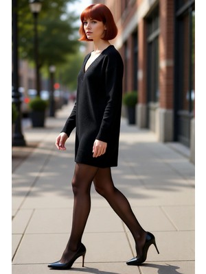 PayBuy Kadın Shift Kalıp V Yaka Düşük Kollu Triko Kazak Elbise Günlük Şık Konforlu Kombinler Için Ideal