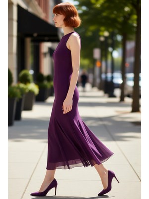 PayBuy Kadın Abiye Elbise Balık Kesim Kolsuz Maxi Boy Astarlı Bisiklet Yaka Parti Mezuniyet Şıklığı Sunar