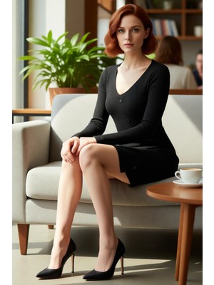 FRM Kadın Bodycon V Yaka Düz Desen Uzun Kollu Bordo Örme Elbise Asimetrik Düğme Detaylı Moda Kaliteli