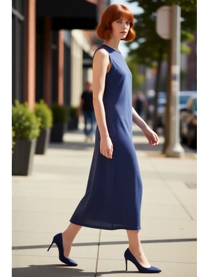 PayBuy Kadın Kolsuz Shift Kalıp %100 Pamuk Maxi Boy Düz Elbise Günlük Rahat ve Şık Kombinler Için