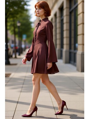 PayBuy Kadın Skater Kalıp Bağlama Detaylı Yarasa Kol Mini Elbise Şık ve Rahat Kombinler Için Ideal