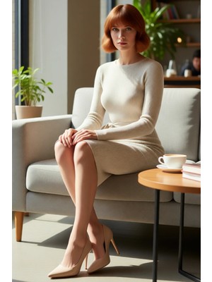 FRM Kadın Bodycon Kesim Bisiklet Yaka Triko Midi Elbise Kuşak Detaylı Uzun Kollu Günlük Kombinler Için