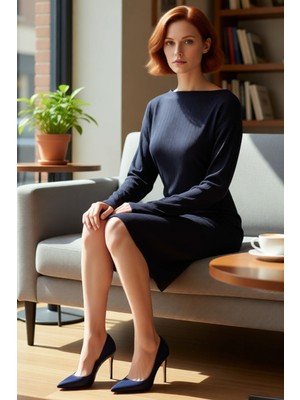 FRM Kadın Casual Siyah Örme Kaşkorse Elbise Büzgü Detaylı Bodycon Mini Kışlık Uzun Kollu Kaliteli