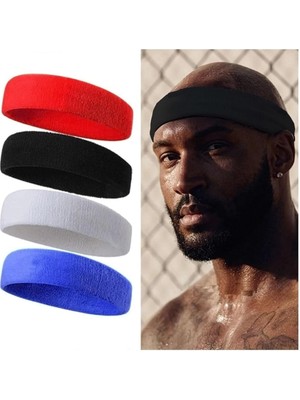 Pearl Shop Sporcu Havlu Kafa Bandı Ter Bandı Headband Tenis Saç Bandı Siyah