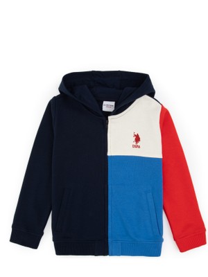 U.S. Polo Assn. Erkek Çocuk Lacivert Fermuarlı Kapüşonlu Sweatshirt 50316427-VR033