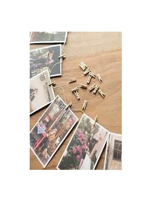 Ahşap Mandal Seti, Fotoğraf ve Süsleme Için, 50 Adet, Doğal