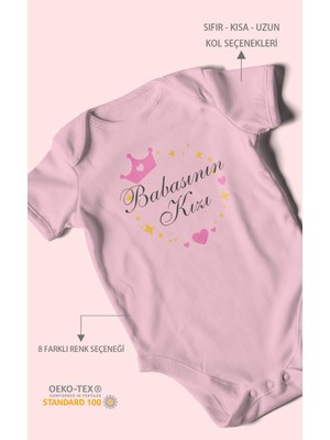 Morivo Kids Babasının Kızı Baskılı Bebek Zıbını – Çıtçıtlı Body 8 Renk | %100 Pamuk Kısa Kol