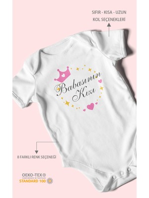 Morivo Kids Babasının Kızı Baskılı Bebek Zıbını – Çıtçıtlı Body 8 Renk | %100 Pamuk Kısa Kol