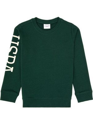 U.S. Polo Assn. Erkek Çocuk Koyu Yeşil Basic Bisiklet Yaka Sweatshirt 50313831-VR079