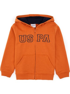U.S. Polo Assn. Erkek Çocuk Bakır Örme Fermuarlı Kapüşonlu Hırka 50313844-VR182
