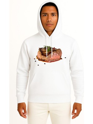 Bahriyeli Collection Kapüşonlu Beefsteak Barbecue Grilling Cooking Göğüs Tasarımlı Unisex Sweatshirt