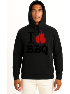 Bahriyeli Collection Kapüşonlu Barbecue Grill T-Shirt Babb Bros Bbq Göğüs Tasarımlı Unisex Sweatshirt