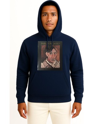 Bahriyeli Collection Kapüşonlu Pablo Picasso, Retrospektif Picasso'nun Mavi Dönemi Göğüs Tasarımlı Unisex Sweatshirt