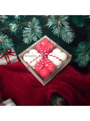 Merz Design Decor Kraft Kutuda Yılbaşı Yeni Yıl Noel Için 4 Lü Mini Hediyelik Bubble %100 Doğal Soya Wax Mum Set