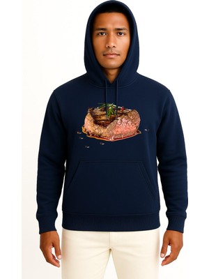 Bahriyeli Collection Kapüşonlu Beefsteak Barbecue Grilling Cooking Göğüs Tasarımlı Unisex Sweatshirt