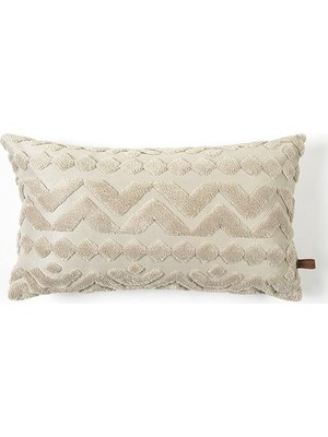 Bohem Özel Tasarım Punch Panç Desen Dikdörtgen Dekoratif Kırlent Kılıfı Letta Natural